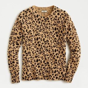 NWT J.Crew 100% Cashmere crewneck sweater in leopard - Size S